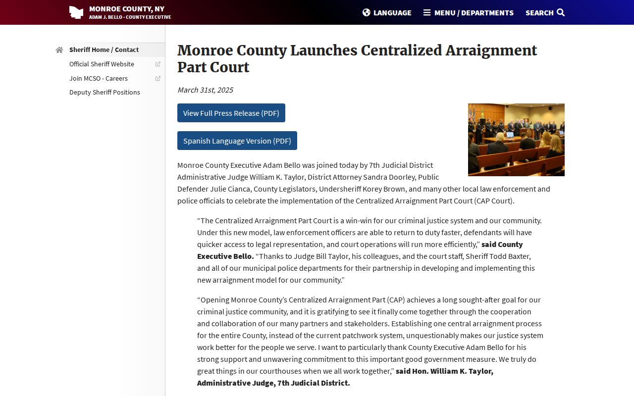 Monroe County criminal case CAP Court launch