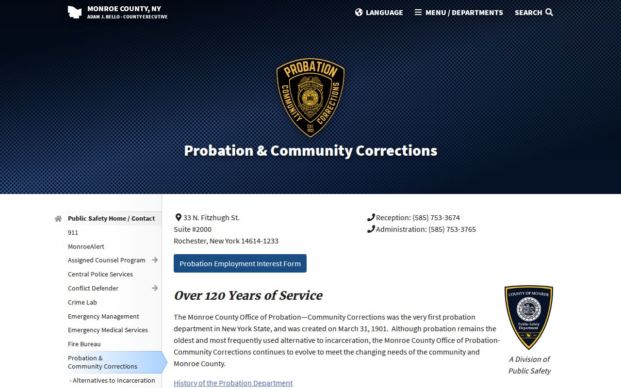 Monroe County criminal history probation programs