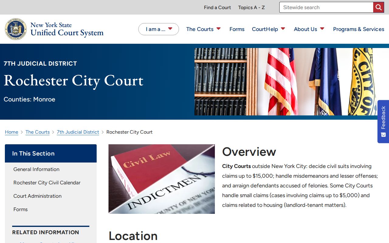 Monroe County criminal court case information for Rochester City Court