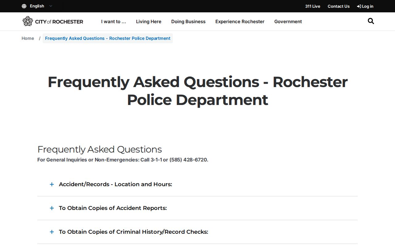 Rochester criminal history RPD records FAQ